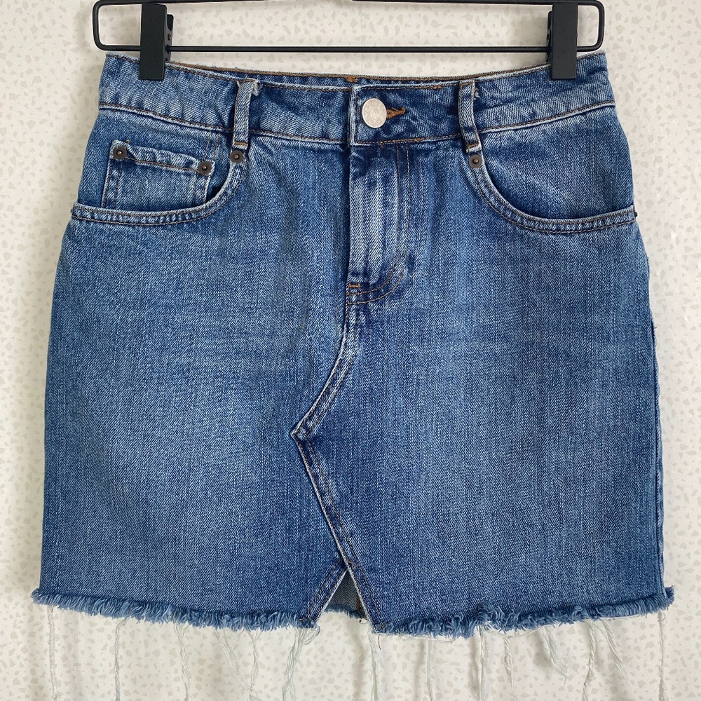 ASOS DESIGN Denim Pelmet Skirt Mid Wash - 4